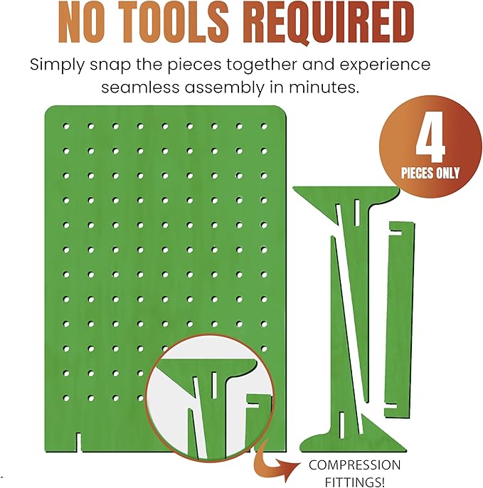 Torched Pegboard Display Stand for Jewelry, Craft Shows, Selling, Vendor Events, Tools, Peg Board Accessories Rack Organizer, Large 9.75" L x 4.3" W x 14" H, Green