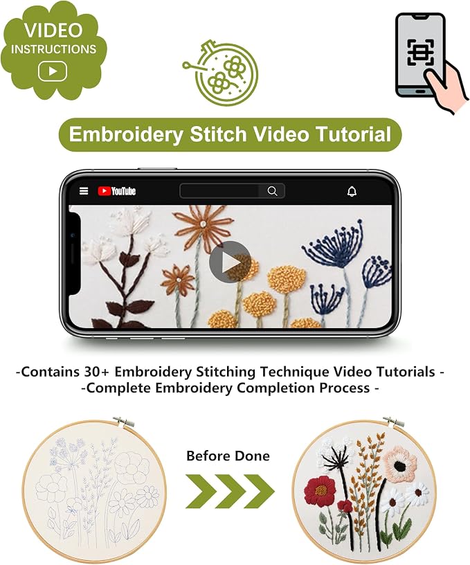 Santune 3 Sets Embroidery Kit, Cross Stitch Kits - Image 7
