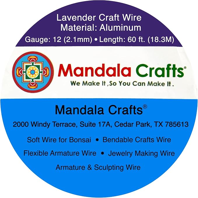 Mandala Crafts 12 Gauge Lavender Anodized Aluminum Craft Wire, 60 FT | Colored - Image 3