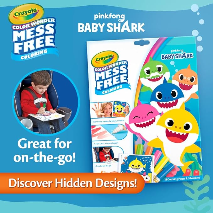 Crayola Baby Shark Color Wonder Pages, Mess Free Coloring - Image 7