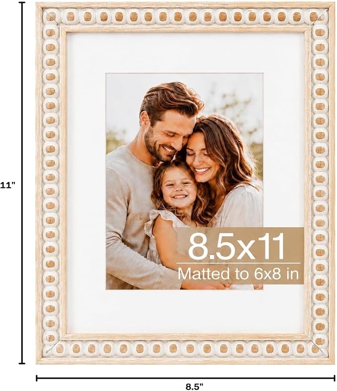 Solid Wood 8.5x11 Picture Frame Beaded Frame - Image 9