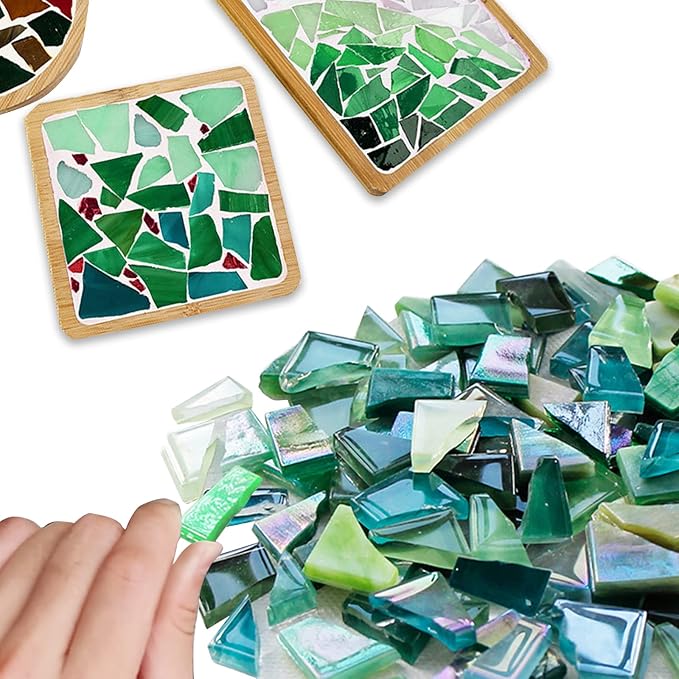 LITMIND Green Mixed Irregular Glass Mosaic Tiles - Image 2