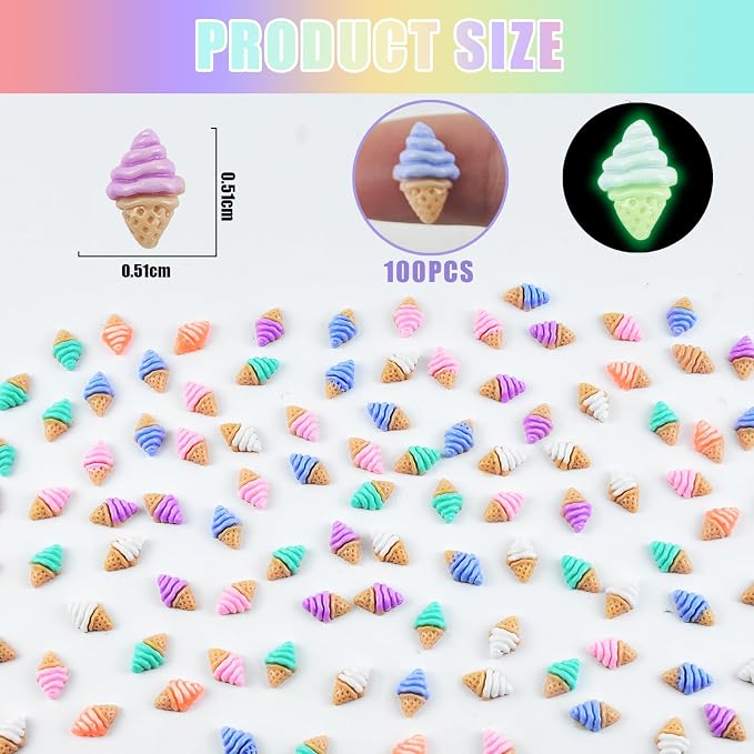100 Pieces Colorful Tiny Ice Cream - Image 3