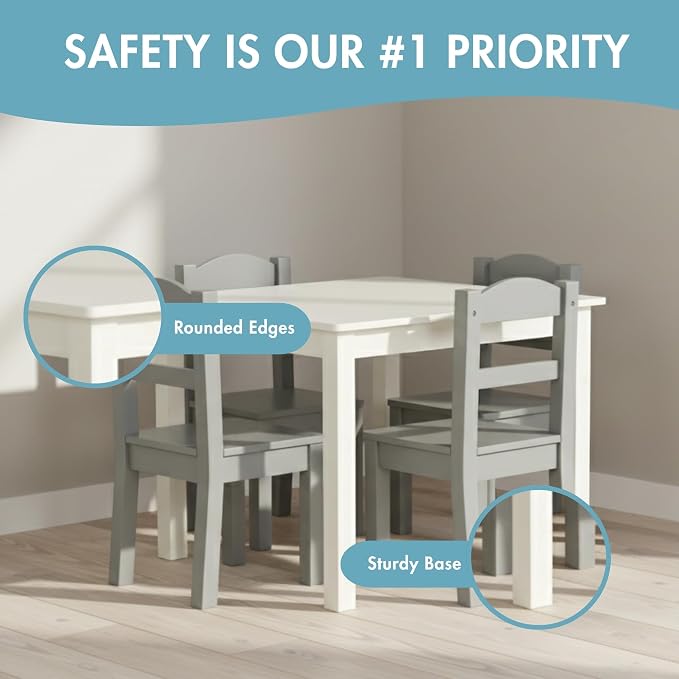 Humble Crew Kids Wooden Table and 4 Chairs Set, and Snack Time - Image 6