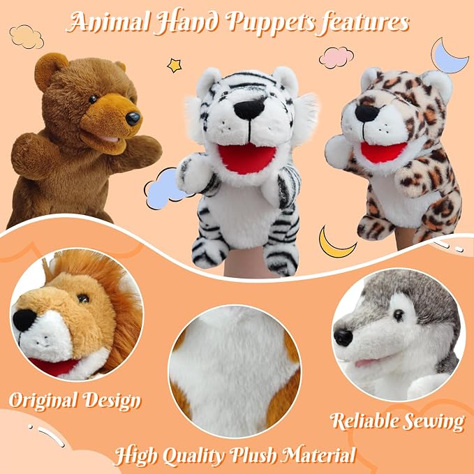 6 Pcs Animal Hand Puppets for Kids - Image 2