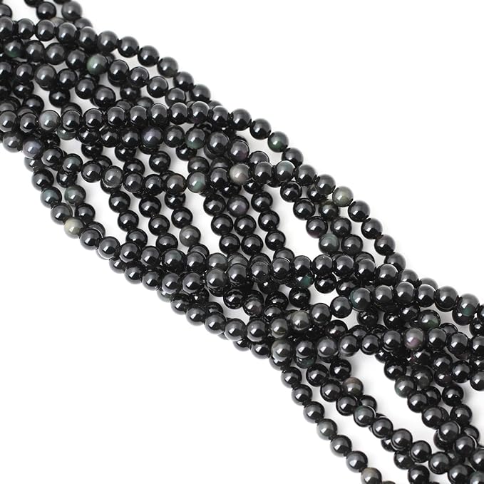 60PCS 6mm Natural Black Obsidian Gemstone Round Loose Beads Crystal Energy - Image 4