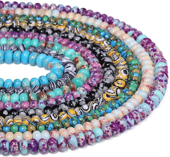Songxi 5x8mm Natural Yellow Peacock Stone Rondelle Beads, Gemstone - Image 8