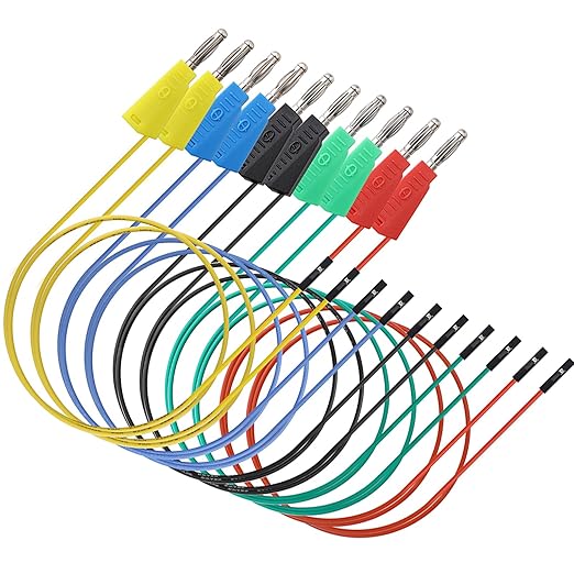 Sumnacon Banana Plug Breadboard Wires 10Pcs Stackable Banana Plug to Jumper Wires Flexible Breadboard Female Jumper Cables Silicone Breadboard Jumper Leads for Power Connecting&Multimeter Testing