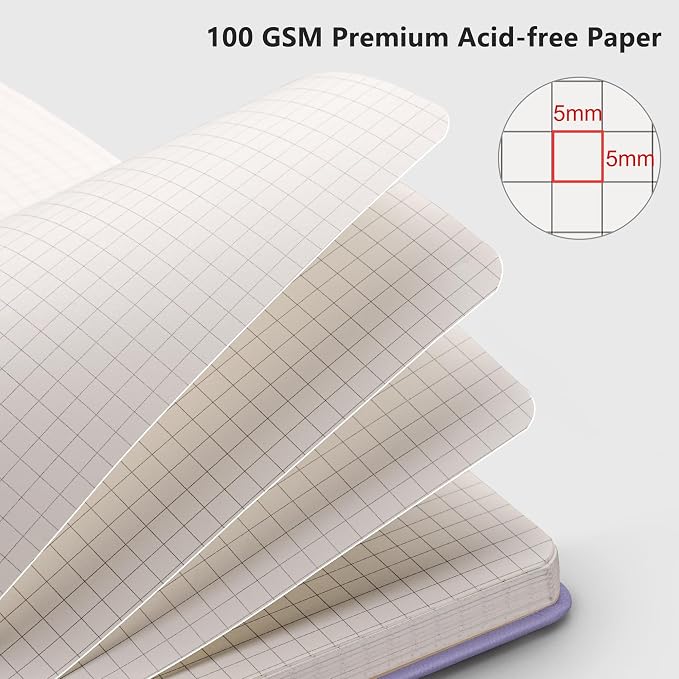 RETTACY Graph Grid Paper Notebook, 192 Pages, A5 Size | 5 Squares per Inch - Image 3