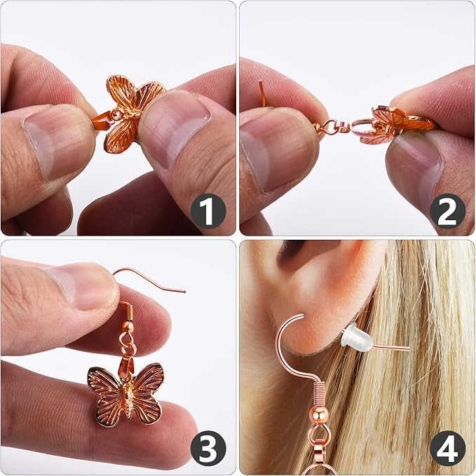 Earring Hooks 50PCS/25Pairs, Stainless Steel Rose Gold Ear Wires Fish Hooks - Image 5