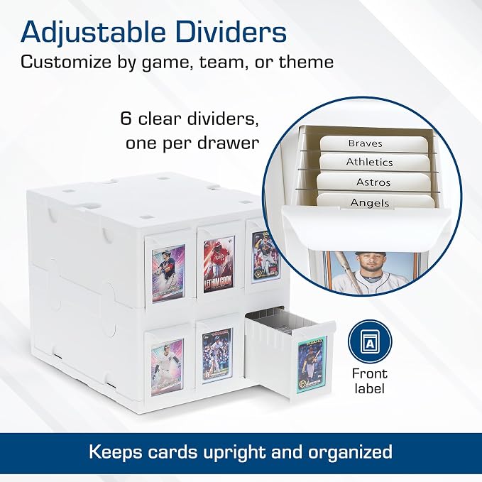 BCW 6 Drawer Card Catalog – White | Stackable Trading Card Organizer Box | - Image 4