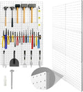 Peg Board, 6 Pack Metal Pegboard Panels White Pegboards Wall Organizer with Bent Frame Large Heavy Duty Peg Board for Walls Home, Garage Tool Storage, Workbench, Craft Room, Kitchen