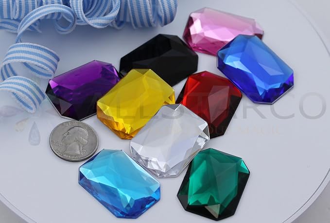 40x30mm Blue Sapphire A09 Large Flat Back Octagon Acrylic Rhinestones Cosplay - Image 4