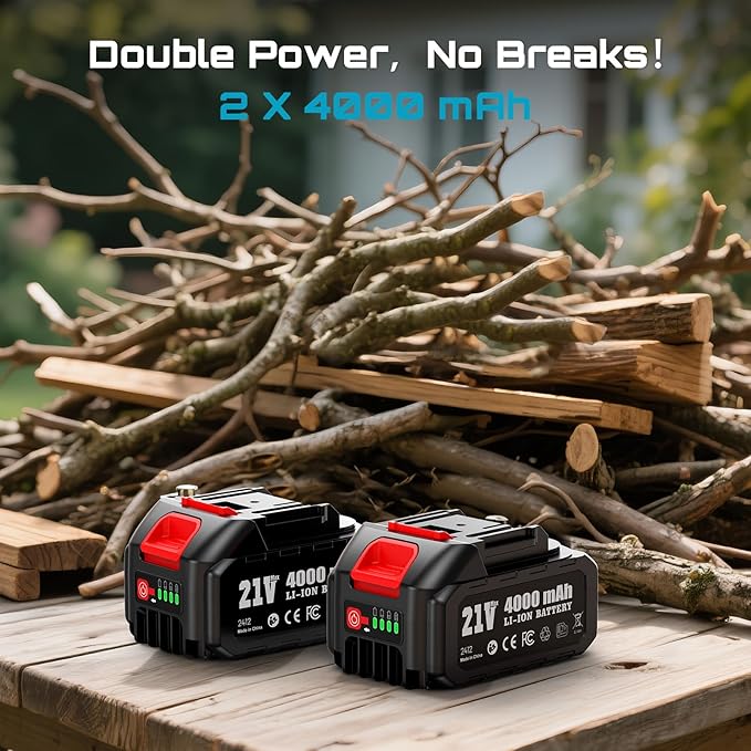 Seesii Reciprocating Saw Cordless, 3300 RPM Brushless Motor with 2 x 4.0Ah Batteries, 8 Saw Blades Portable for Wood PVC Cutting