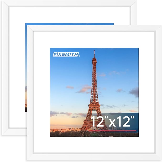 FIXSMITH 12x12 Picture Frame White Set of 2, Photo Frame by FIXSMITH