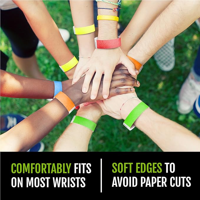 1,000 WristCo Tyvek Wristbands for Events – 5-Color Variety Pack – Tamper-Proof Design Prevents Reuse – Premium-Grade Bracelets for Hospital & Medical ID, Party, VIP Identification