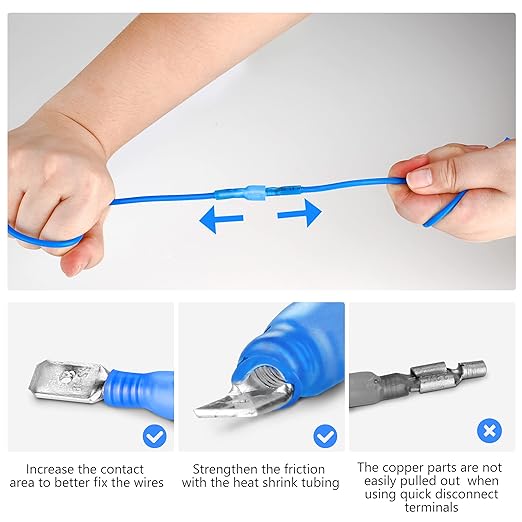Kuject 200PCS Heat Shrink Wire Connectors Kit, Electrical Waterproof Crimp Butt Terminals, Insulated Spade Connectors for Automotive Marine Boat Truck, Include Rings Forks Spade Butt Splices