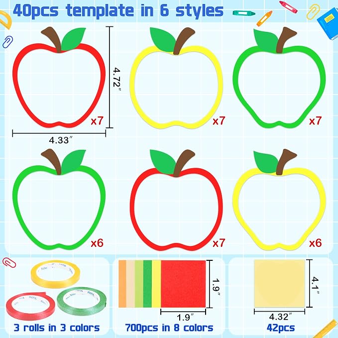 Renbuzhu 40PCS Back to School Apple-Shaped Crafts Bulk: Tissue Paper Sign - Image 4