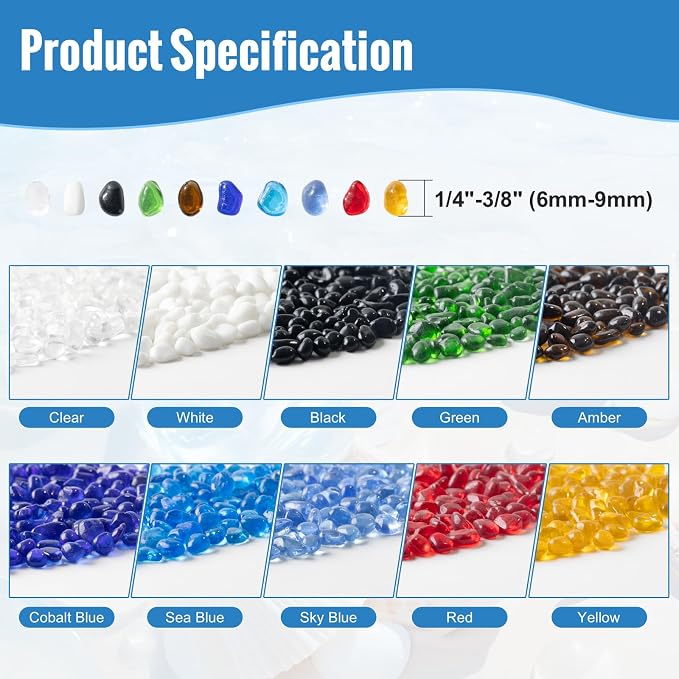 KIJOU Sea Glass Stones White 14oz – Premium Polished Glass Pebbles - Image 2