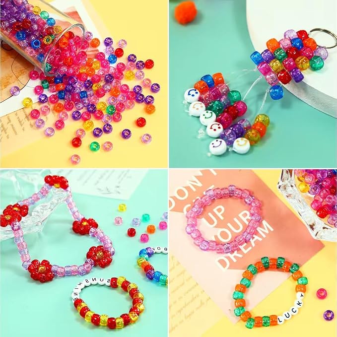 IOOLEEM 4000pcs Clear Glitter Pony Beads, Beads - Image 6