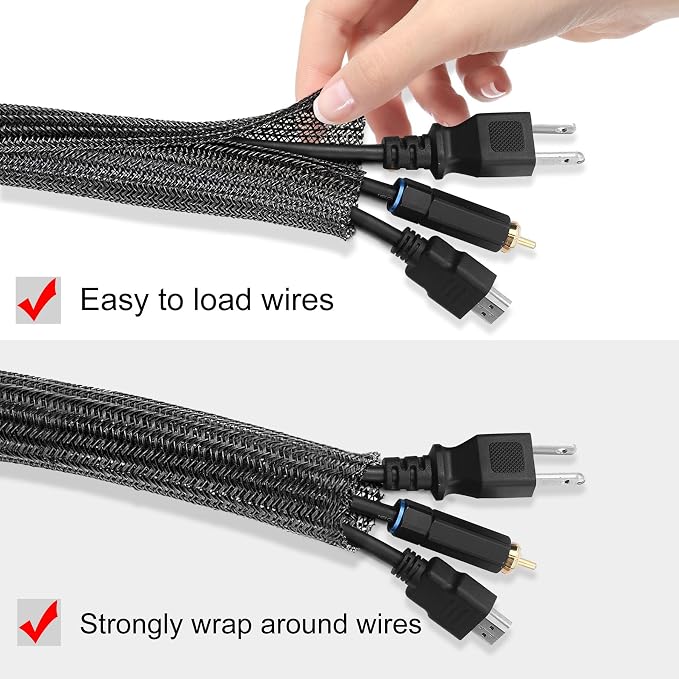 25ft -3/8 inch Cord Protector Cable Sleeve Split Wire Loom Tubing - Image 2