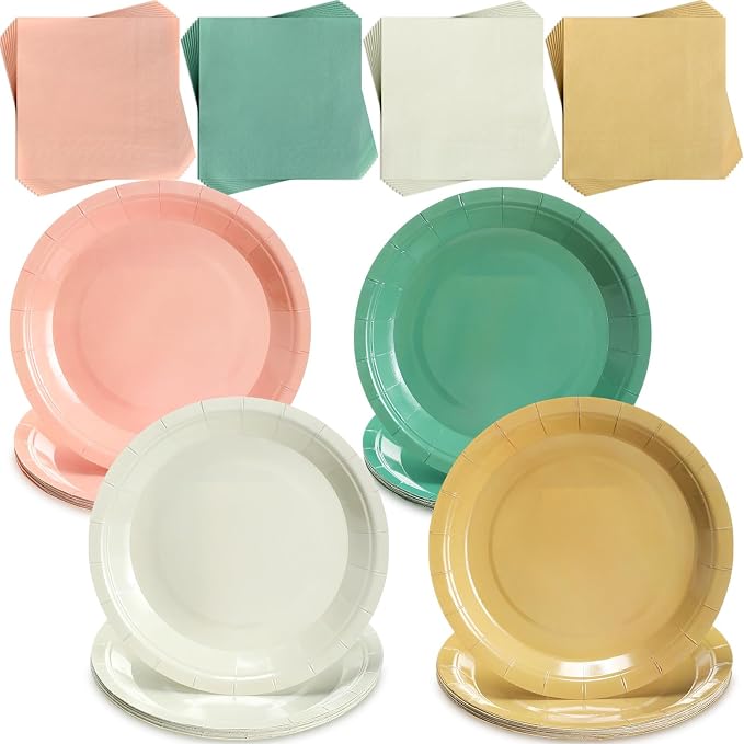 Zhehao 120 Pcs Disposable Paper Plates and Napkins Bulk Birthday Party by Zhehao