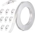 10FT Hose Clamps,304 Stainless Steel Hose Clamp Assortment Kit DIY Metal Strapping with Holes+8 Fasteners,Adjustable Worm Gear Large Hose Clamps Metal Band Screw Clamp Straps for Pipe,Duct,Tube