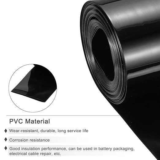 MECCANIXITY Battery Wrap PVC Heat Shrink Tubing 38mm Dia 60mm Flat 33 Feet(10meters) Black Good Insulation for Battery Pack