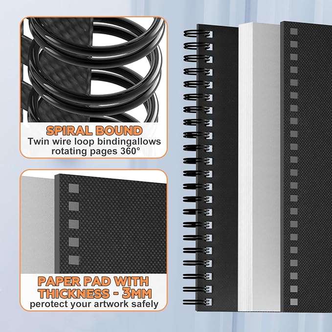 joibabe Mixed Media Sketchbook, 160 GSM 60 Sheets Spiral Bound Drawing Pad - Image 2