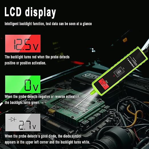 Car Circuit Tester, 12V Test Light Automotive, Power Circuit Probe, Voltage Tester 0.3v-70v,Fuse Tester for Car 6V-24V, AC DC Outlet for Trailer Lights Testing/Continuity Testing,Auto Test Probe,P60