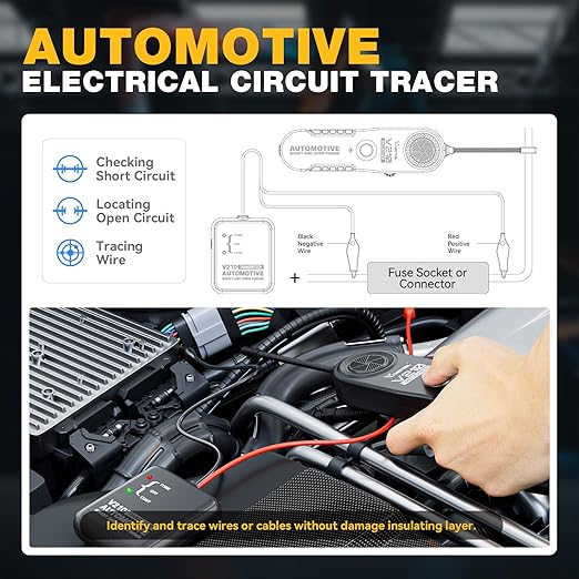 VDIAGTOOL V210 Wire Tracer Automotive Electrical Open & Short Finder Circuit Tester Wire Breaker Finder Fault Probe Cable Tracker Electrical DC 6-42V