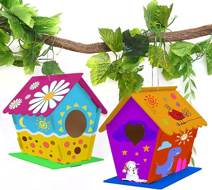 hapray 2 Pack Bird House Kit, DIY Birdhouse Kits, Wooden Crafts Arts - Image 4
