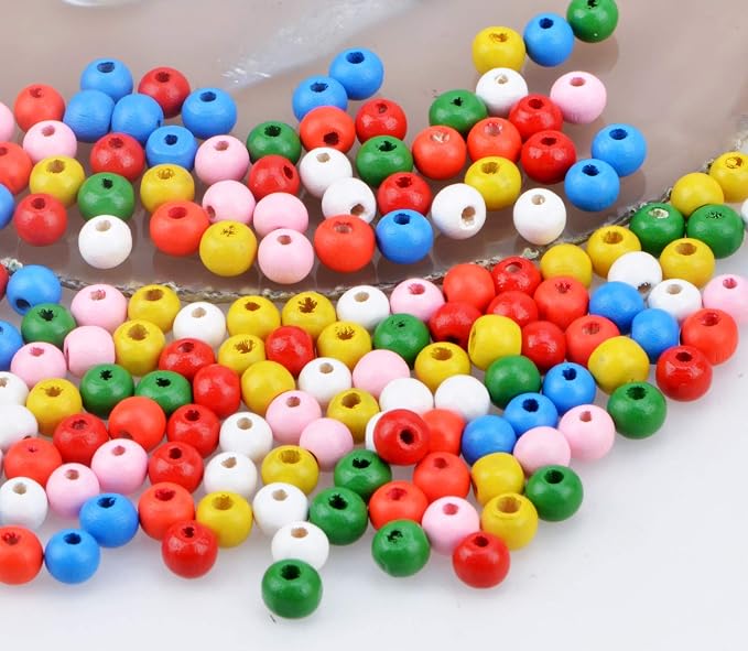 AD Beads Wood Spacer Loose Wooden Craft Beads Big Hole Beads Assorted - Image 3