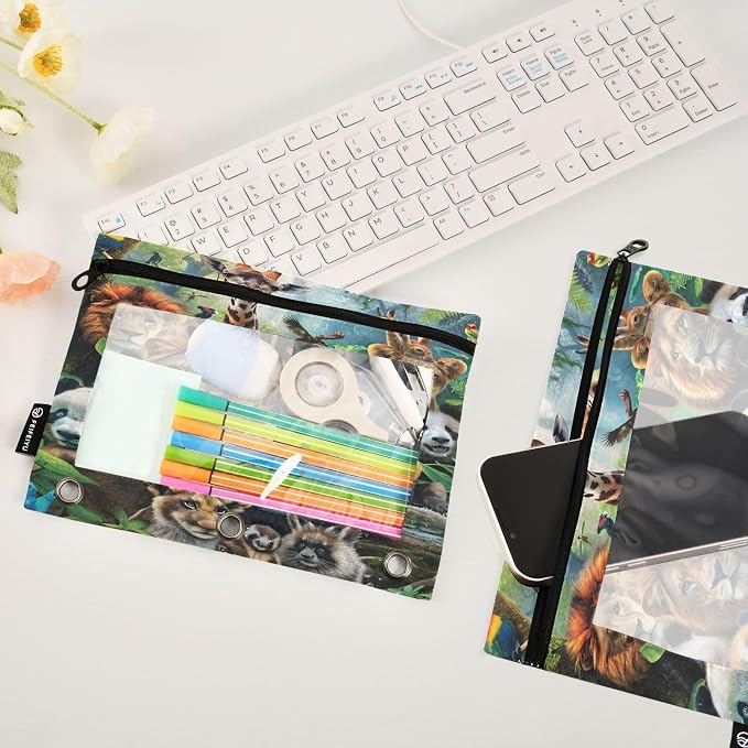 Custom Animals Pencil Pouch for 3 Ring Binder, 2 Pack Personalized Name - Image 5