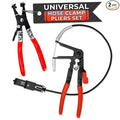 2 Pcs Radiator Hose Clamp Pliers Automotive Set – Heavy-Duty Radiator Hose Clamp Tool with Locking Mechanism – 8.2" & 8.6" Non-Slip Rubber Handles, Easy to Use | for Coolant, Fuel, Oil Hose Repairs