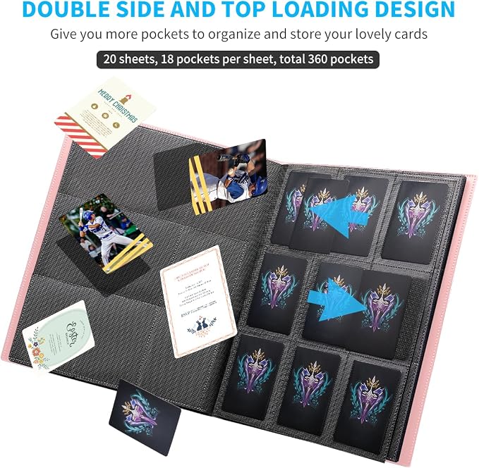 Card Binder, 360 Pockets Upgraded Trading Card Binders, Cards Collection Binder - Image 2