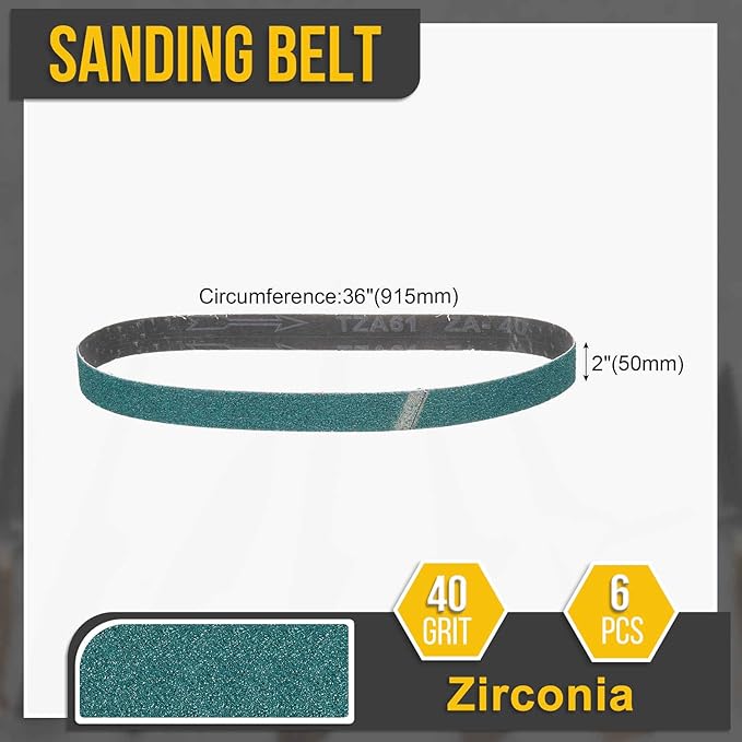 2 x 36 Inch Sanding Belt, 6 Pcs 40 Grit Zirconia Knife Sharpener Belts Work Sharpening for Belt Sander Knife Carving Tool Metal Working