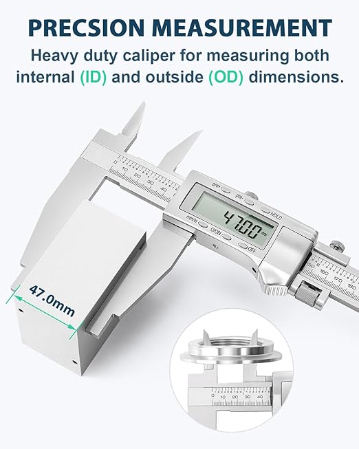 12-Inch Digital Caliper with 4-Inch Jaw Depth, Precision Measuring Tool, Full Metal Frame, Large LCD Screen, Resolution 0.0005"/0.01mm, Ideal for Professionals & Hobbyists