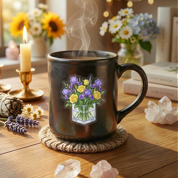 50Pcs Transparent Aesthetic Flowers Stickers - Image 5