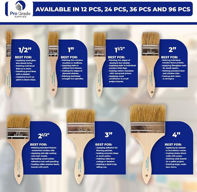 Pro Grade - Chip Paint Brushes - 96 Pack - 2 Inch - Chip Brushes - Versatile - Image 8