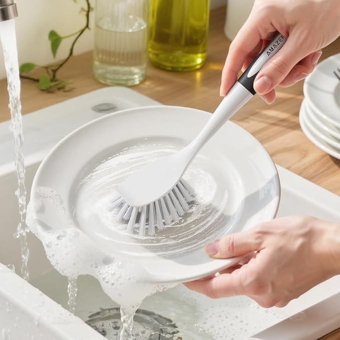 Amazer Dish Brush with Handle, 2 Pack Kitchen Scrub Brushes - Image 8