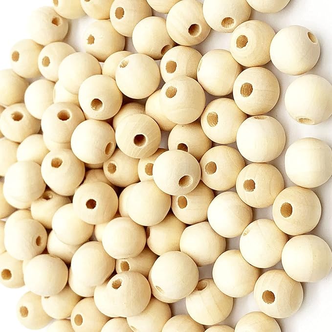 100pcs 14mm Natural Wood Beads DIY Unfinished Round Wooden Loose Beads Bulk by AqueensSquishiestoys