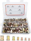 Metric Rivet Nut Kit, 220PCS Rivet Nuts Assortment Kit, Rivnut Kit, Nutsert Kit, Rivnuts Nutserts Kit, Flat Head M3 M4 M5 M6 M8 M10 M12