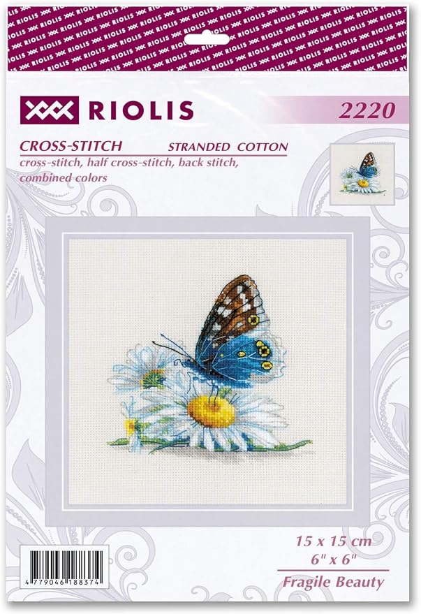 RIOLIS - Fragile Beauty 2220, Floral Cross Stitch Kits 6"x 6", Cross Stitch Kits - Image 2
