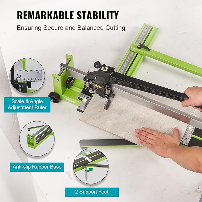 VEVOR Tile Cutter 48 Inch, Manual Tile Cutter All-Steel Frame,Tile Cutting Machine w/Laser Guide and Bonus Spare Cutter,Tile Cutter Hand Tool for Precision Cutting Porcelain Ceramic Floor Tiles