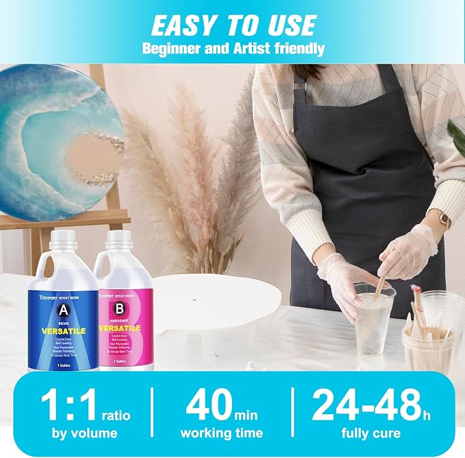 Teexpert Epoxy Resin Crystal Clear: 2 Gallon Epoxy Resin Kit Casting Resin Non - Image 5