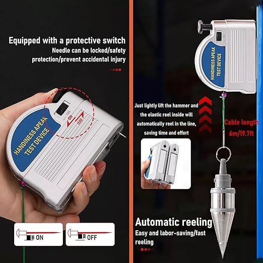 Retractable Plumb Bob, Automatically Stretch Line Quickly Stabilize Magnetic Retractable Plum Bob, for Construction Industry Assignments with 19.7 Ft Auto Recoil Cord & Quick-Stabilizing (1 Pcs)