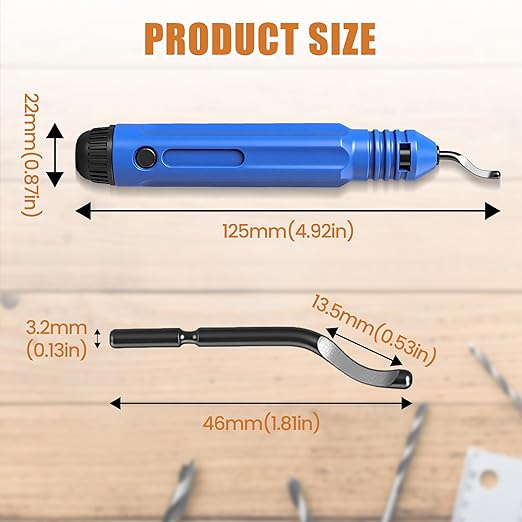 Deburring Tool with 10 High Speed Steel Blades Flexible Pipe Deburring Tool with Swivel Blades Anti-Slip Handle for 3D Printing Metal Copper PVC Aluminum Steel Wood Hole Edges (Model AMD015)