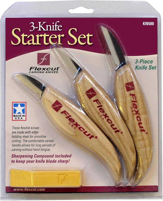 Flexcut Wood Carving Knives | Starter Set of 3 Woodcarving Knives | 1095 High - Image 2