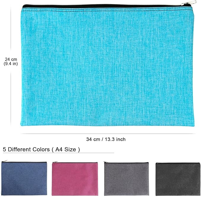 5 Pack Canvas Zipper Tool Bag Set, 13.3 x 9.4 14.4oz Heavy Duty Waterproof Multipurpose Utility Multi Tool Storage Pouch Case for Organizing and Sorting Household Tools, Spare Parts (5 Colors)